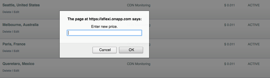 OnApp Federation private CDN price set